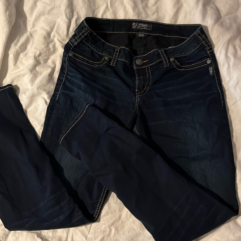 Dark blue silver (buckle) jeans size 14/L31